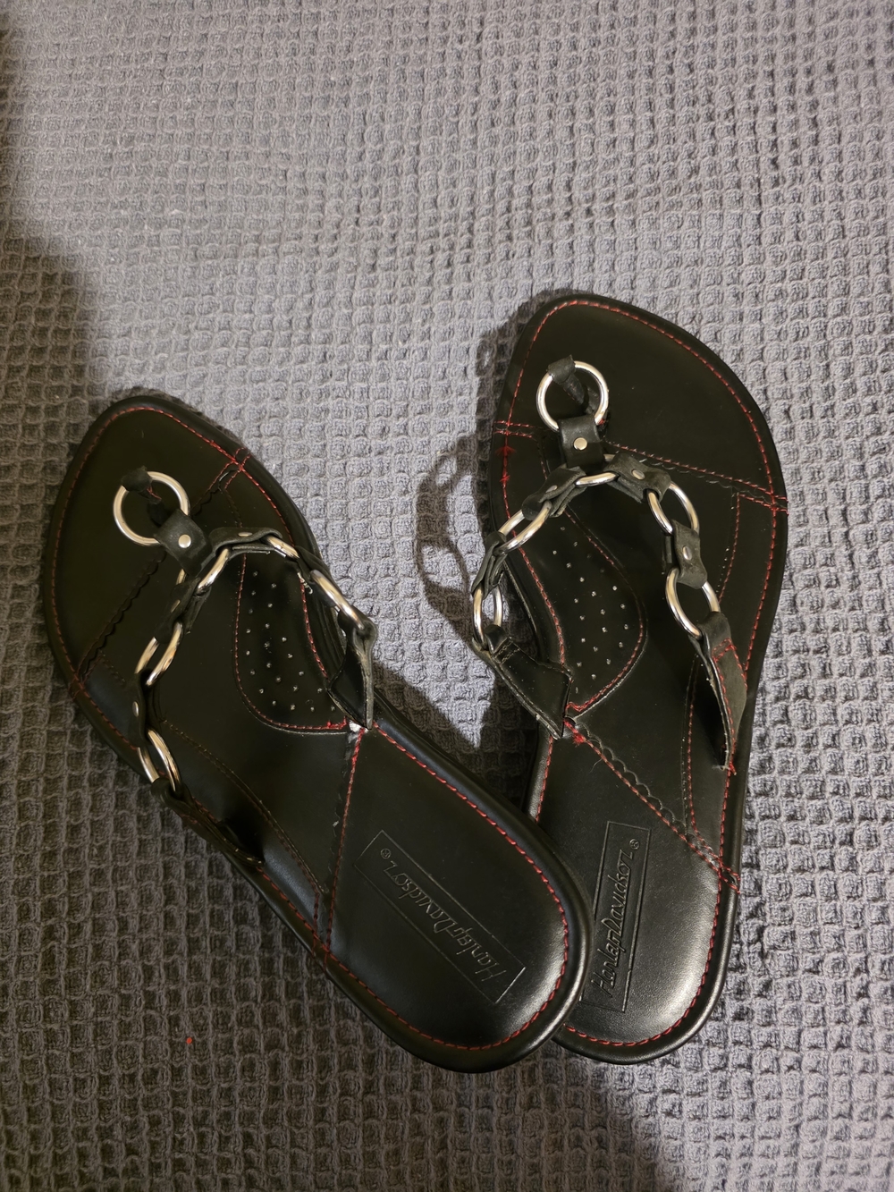 Harley-Davidson Black Leather Chain-Accent Women's Sandals - Picture 3 of 5